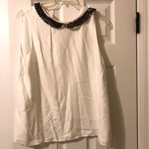 White Beaded Collar Shirt